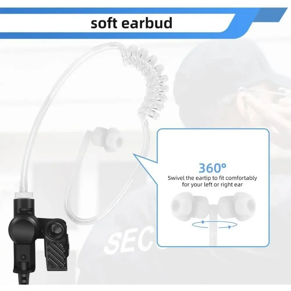 FBI Acoustic Earpiece PTT Headset for Motorola Radios XPR3300e, XPR3500, DP2600